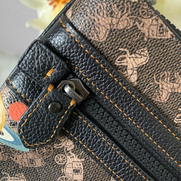 COACH Large Front Zip Wristlet With Horse And Carriage Print And Planets - Picture 3 of 10